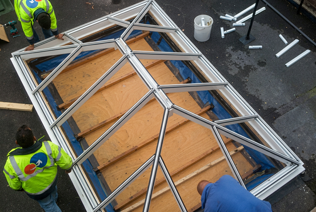 Aluminium roof lantern fabrication and assembly – Prestige Aluminium Systems